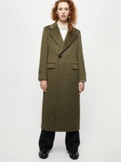 JIGSAW Maxi City Coat in Green ~ relaxed fit winter coats - flipped