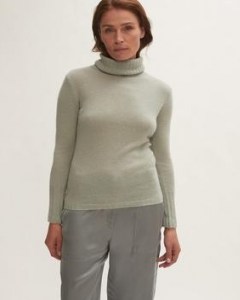 Jigsaw Merino Cashmere Roll Neck in Green | womens luxe high neck jumpers