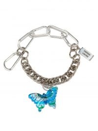CHOPOVA LOWENA Blue glass butterfly pendant and stainless-steel chain necklace