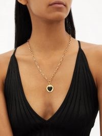 WILHELMINA GARCIA Heart enamel & gold-vermeil pendant necklace ~ pendants with hearts ~ womens cable chain necklaces