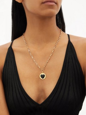 WILHELMINA GARCIA Heart enamel & gold-vermeil pendant necklace ~ pendants with hearts ~ womens cable chain necklaces