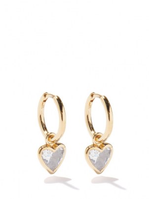 THEODORA WARRE Heart quartz & gold-plated hoop earrings ~ small hoops with hearts
