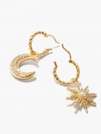 HARRIS REED X MISSOMA Mismatched celestial 18kt gold-plated earrings – moon and star jewellery