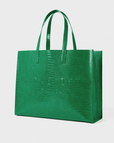 TED BAKER ALLICON Mock crock icon tote bag Emerald / green crocodile effect shopper bags - flipped