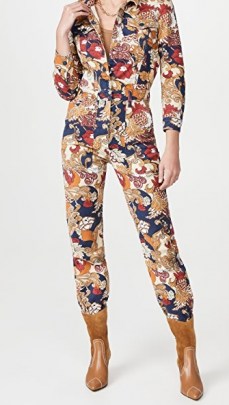 MOTHER The Puffy Wrapper Jumpsuit Flowers in Her Hair / floral denim jumpsuits - flipped