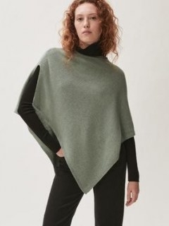 Jigsaw Open Poncho Wool Cashmere in Green | asymmetric hem ponchos | knitted outerwear