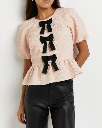 River Island Pink peplum top | romance inspired fashion | romantic style puff sleeve tops - flipped