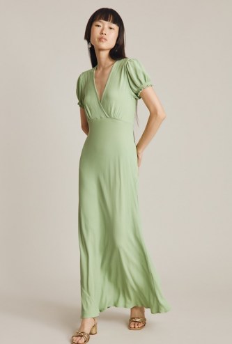 GHOST POET DRESS Green ~ vintage style bias cut maxi dresses