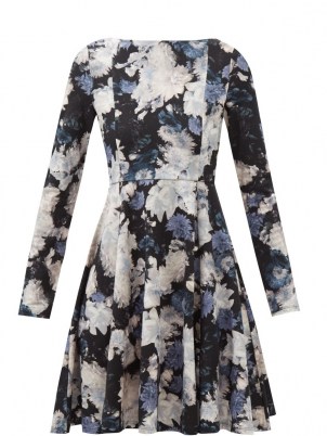 ERDEM Martine Giselle floral-print jersey dress / long sleeve boat neck fit and flare dresses - flipped
