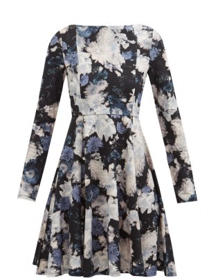 ERDEM Martine Giselle floral-print jersey dress / long sleeve boat neck fit and flare dresses