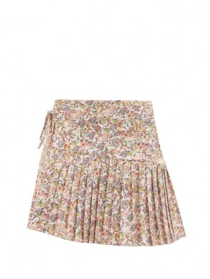 KIKA VARGAS Regina floral-print cotton-blend mini skirt | asymmetric pleated hem skirts - flipped