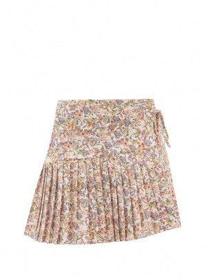 KIKA VARGAS Regina floral-print cotton-blend mini skirt | asymmetric pleated hem skirts
