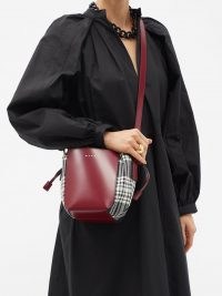 MARNI Gusset small leather & tartan cross-body bag / check print crossbody bags