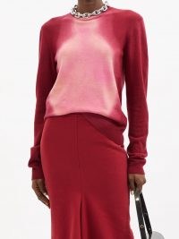 MARNI Tie-dye virgin wool sweater / womens red and pink round neck sweaters