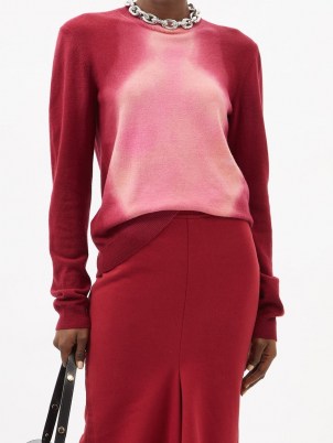 MARNI Tie-dye virgin wool sweater / womens red and pink round neck sweaters - flipped