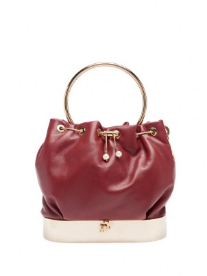 ROSANTICA Velo red-leather bucket bag / small luxe drawstring top bags / designer top handle handbags