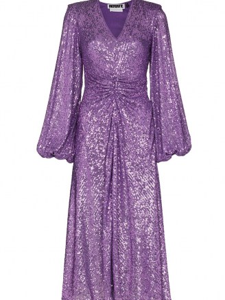 ROTATE Sirin sequinned V-neck dress in dewberry ~ sparkling purple occasion dresses