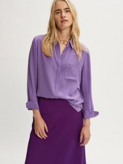 JIGSAW Silk Long Sleeve Shirt in Purple ~ womens luxe style shirts