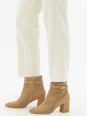 MALONE SOULIERS Kloe tan suede and leather ankle boots / womens chic autumn footwear - flipped
