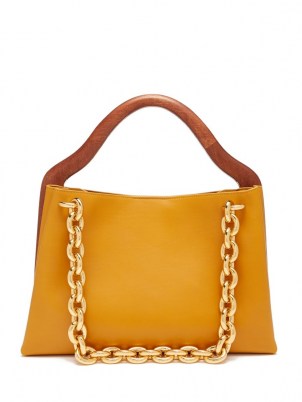 BOTTEGA VENETA Mount grained-leather tote bag – chunky chain strap bags – chic designer handbags - flipped