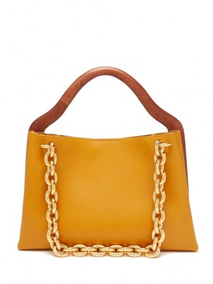 BOTTEGA VENETA Mount grained-leather tote bag – chunky chain strap bags – chic designer handbags