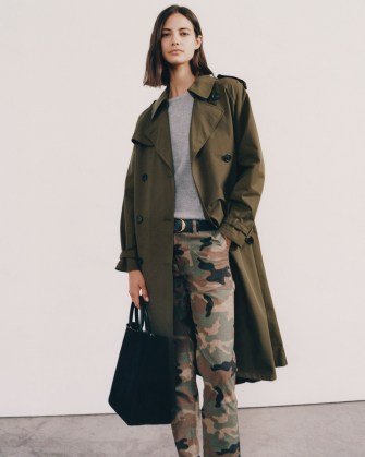 NILI LOTAN TANNER TRENCH COAT in Olive ~ classic green belted coats ~ Autumn outerwear