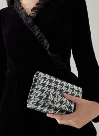 L.K. BENNETT VICKY BLACK WHITE CLUTCH / small check print occasion bags