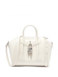 GIVENCHY Antigona Lock mini white leather bag | small luxe top handle handbags | structured designer bags