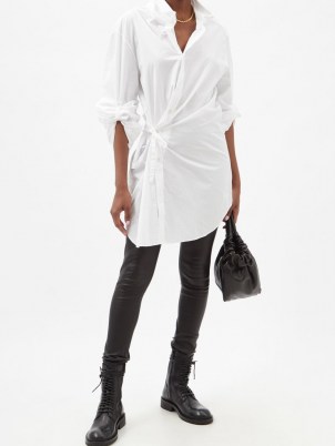 ANN DEMEULEMEESTER Ceciel white asymmetric cotton-poplin shirt dress ~ chic contemporary fashion ~ side fastening dresses - flipped