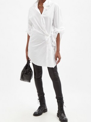 ANN DEMEULEMEESTER Ceciel white asymmetric cotton-poplin shirt dress ~ chic contemporary fashion ~ side fastening dresses