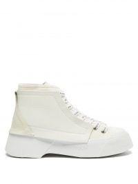 JW ANDERSON High-top leather trainers / womens white chunky vintage style sneakers / women’s sports inspired footwear