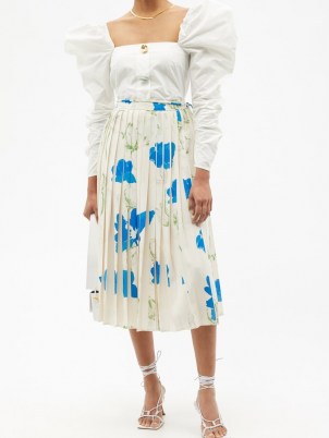 REJINA PYO Irma pleated floral-print recycled-fibre skirt – bold flower printed skirts