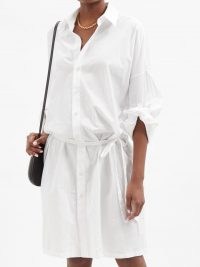 ANN DEMEULEMEESTER Lia white tie-belt cotton-poplin shirt dress ~ chic knotted sleeve dresses
