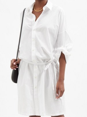 ANN DEMEULEMEESTER Lia white tie-belt cotton-poplin shirt dress ~ chic knotted sleeve dresses