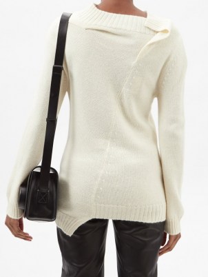 ANN DEMEULEMEESTER Quito asymmetric-back sweater ~ chic asymmetrical sweaters – women’s contemporary knitwear - flipped