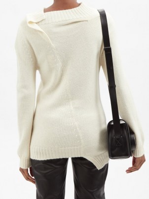 ANN DEMEULEMEESTER Quito asymmetric-back sweater ~ chic asymmetrical sweaters – women’s contemporary knitwear