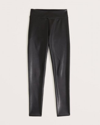 Abercrombie & Fitch Vegan Leather Leggings in Black – womens fashionable legging trousers - flipped