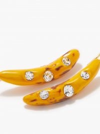 MARNI Banana crystal earrings / yellow fruit jewellery / bananas