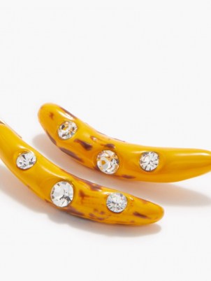 MARNI Banana crystal earrings / yellow fruit jewellery / bananas - flipped