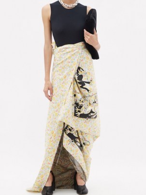 MATTY BOVAN Screen-printed floral cotton wrap skirt – chic maxi skirts - flipped