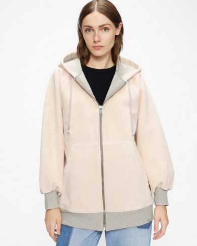 TED BAKER JOYDIV Zip Up Hoodie ~ womens pink hoodies ~ women’s hooded zip front sports inspired jackets