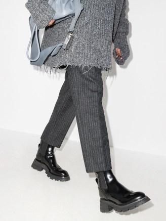 Alexander McQueen Wander Chelsea boots ~ womens designer chunky heel outerwear ~ women’s on-trend black leather boots - flipped
