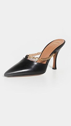 ATP Atelier Macerata Chain Pumps ~ chic black pointed toe embellished mules