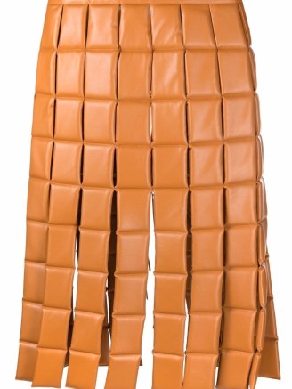 A.W.A.K.E. Mode square grid fringed skirt in ginger orange | retro padded skirts | vintage style fashion