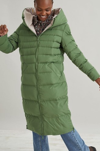 Anthropologie Reversible Hooded Puffer Coat in Green – womens longline padded winter coats with hood