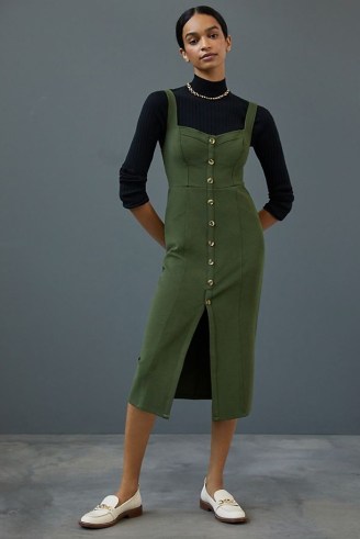 Maeve Knit Midi Dress in Moss ~ green sleeveless sweetheart neckline dresses - flipped