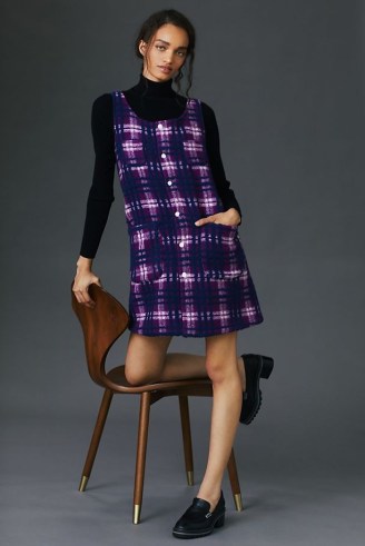 Carleen Plaid Mini Dress / textured sleeveless dresses / checked pinafore - flipped