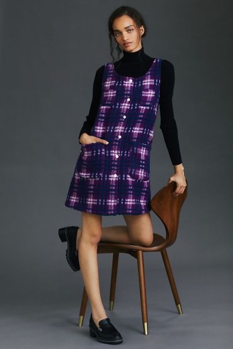 Carleen Plaid Mini Dress / textured sleeveless dresses / checked pinafore
