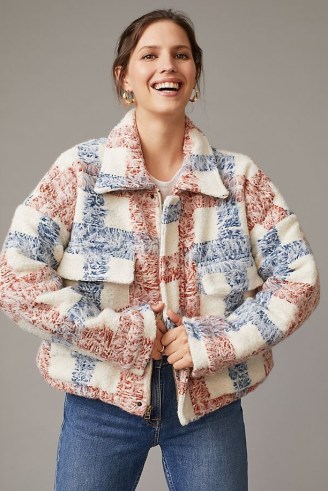Levi’s Sherpa Field Jacket / womens textured check print faux shearling jackets / women’s casual winter outerwear - flipped