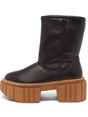 STELLA MCCARTNEY Emilie padded black faux-leather platform boots / womens chunky ridged thick sole boots